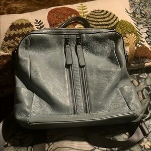 REAL LEATHER light blue purse backpack